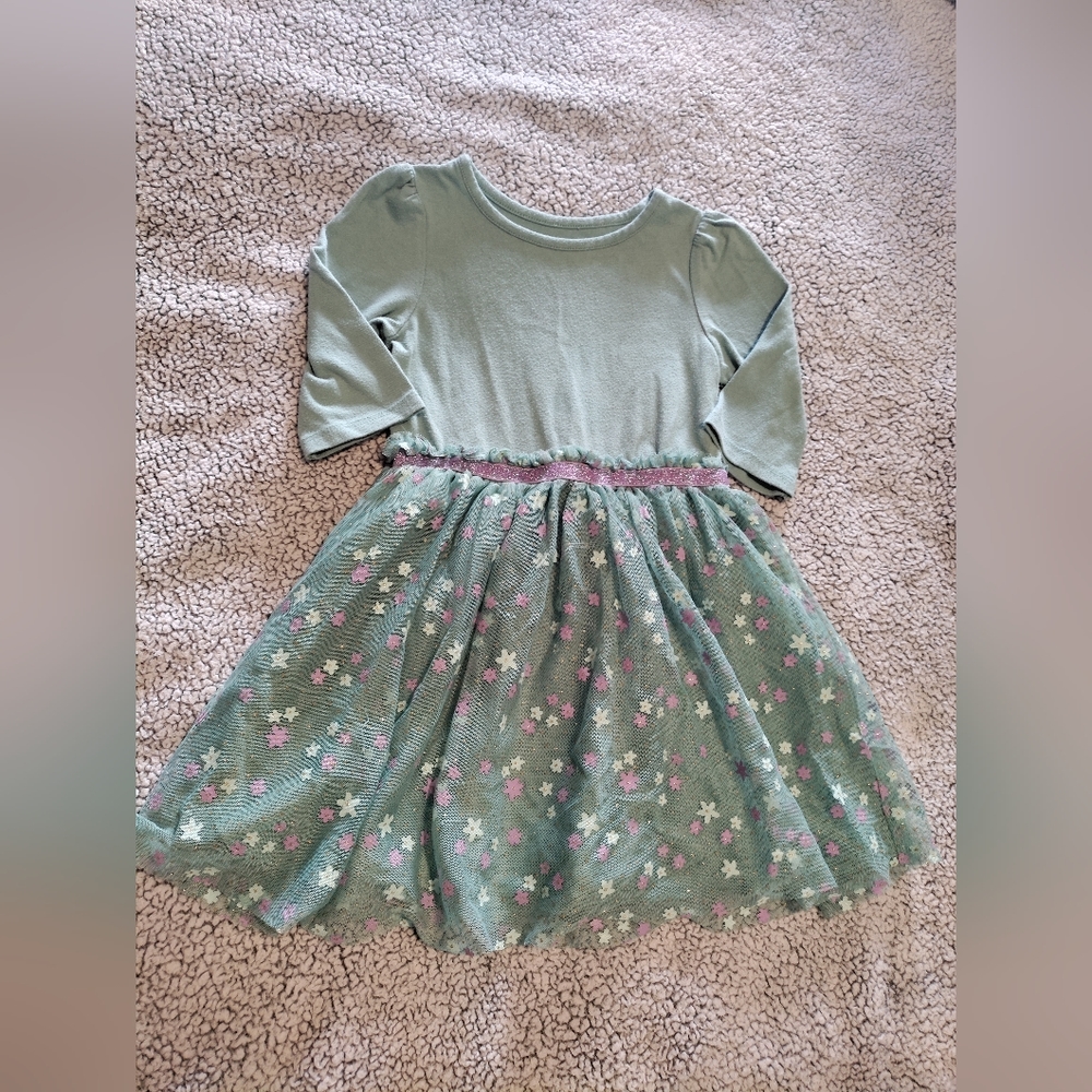 Cat & Jack Girl's 3T Green Long Sleeve Dress